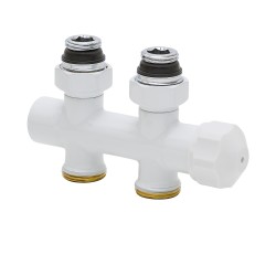 Robinet thermostatisable ½'' X ¾'' droit double blanc - ENTRAXE 50 mm 